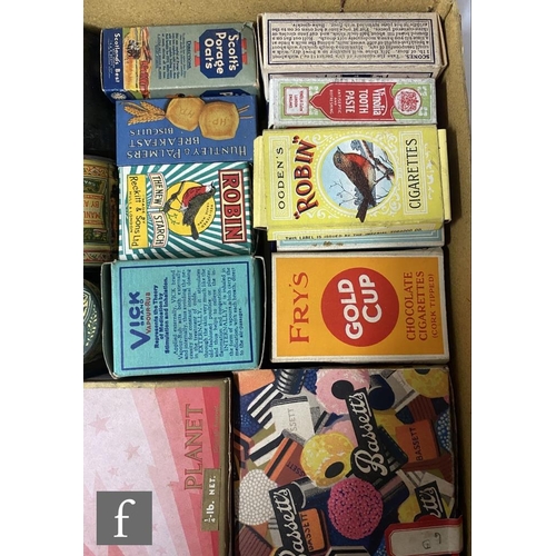 1112 - A collection of early 20th Century packaging, mostly miniature sample tins and similar, collated to ... 