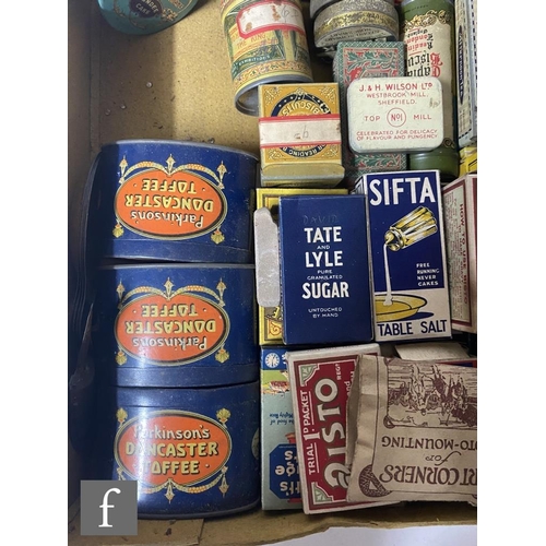 1112 - A collection of early 20th Century packaging, mostly miniature sample tins and similar, collated to ... 