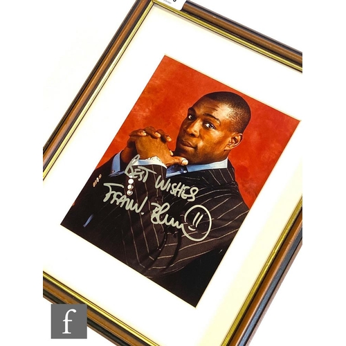 1700 - A side portrait study of Frank Bruno, signed 'best wishes', 40cm x 32cm, framed.