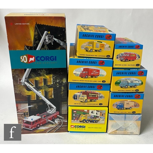 901 - Nine Corgi diecast models, to include AN13009 50th Anniversary Simon Snorkel, 09802 August 1995 Corg... 