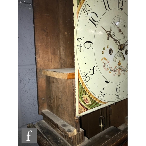 587 - An early 19th Century oak longcase clock with an eight day movement striking on a bell, the case wit... 