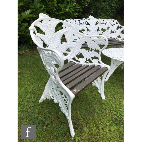 651 - A 20th Century cast alloy suite of garden furniture in the style of Coalbrookdale's Blackberry and F... 