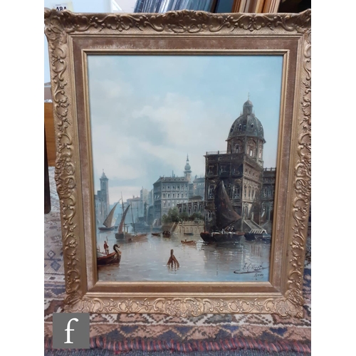 484 - FREDERICK GILBERT (C.1835 - C.1890) A Venetian waterway, oil on panel, signed, 49cm x 40cm, frame si... 