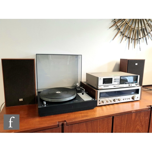 717 - A Thorens TD-160B MK II turntable, together with Trio stereo receiver KR-2400 and a Aiwa stereo cass... 