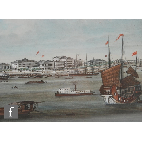 503 - ATTRIBUTED TO CHOW KWA (CHINESE, FL. 1850 - 1880) - 'The Bund, Shanghai', watercolour and gouache, 2... 