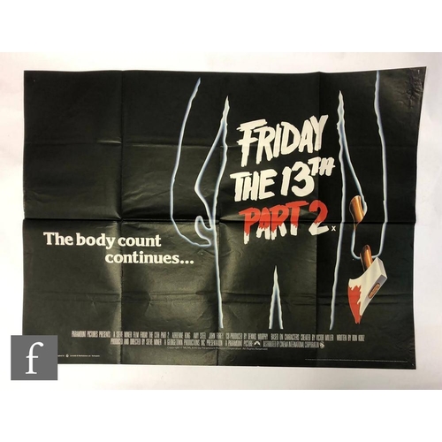 802 - Two original movie posters, Friday 13th and Friday 13th Part Two, quads. (2)