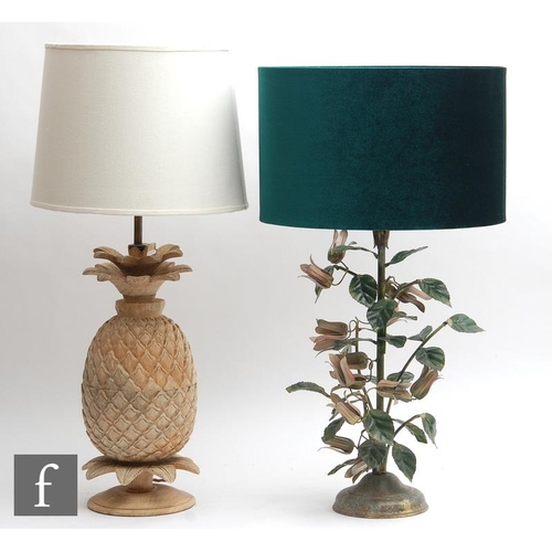 1858 - A collection of various table lamps, to include a pair of green glazed campana urn form examples, a ... 