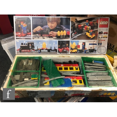 A collection of Lego railway items, 7740 InterCity Passenger Train, 7730  Electric Goods Train, 7857