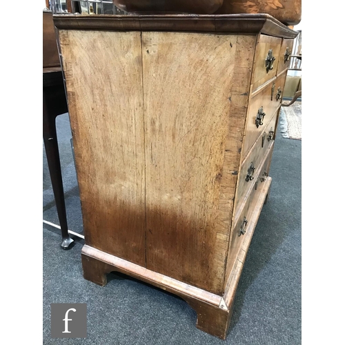 633 - An 18th Century rosewood crossbanded walnut straight front chest of two short and three long drawers... 