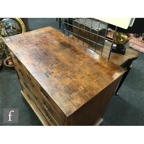 633 - An 18th Century rosewood crossbanded walnut straight front chest of two short and three long drawers... 