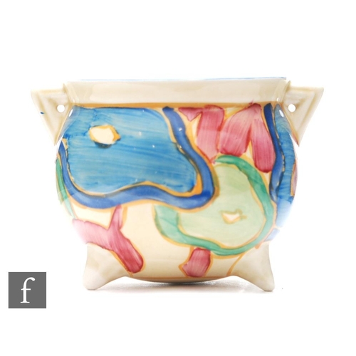 427 - Clarice Cliff - Blue Chintz - A pair of cauldrons circa 1932, hand painted with stylised flowers and... 