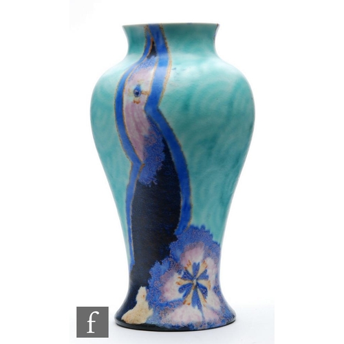 527 - Clarice Cliff - Inspiration Asters - A shape 14 Mei Ping vase circa 1930, hand painted with panels o... 