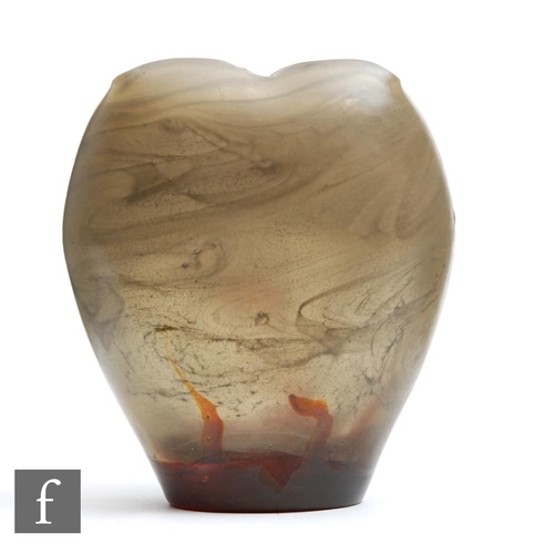 34 - Emile Galle - A Marqueterie-sur-verre Intercalaire vase circa 1900, the vase of tapered compressed o... 