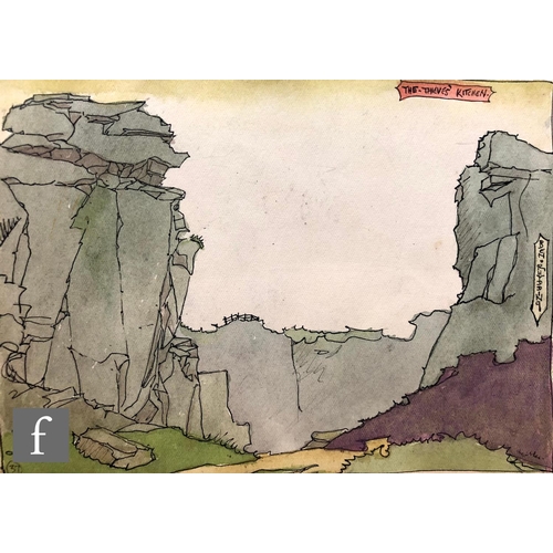 762 - Albert Wainwright (1898-1943) - A sketch depicting a rocky landscape leading to a waterfall, to the ... 