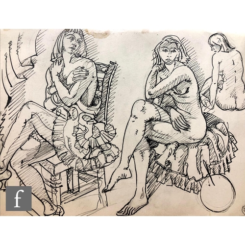 791 - Albert Wainwright (1898-1943) - A sketch showing a study of a seated female figure together with fur... 