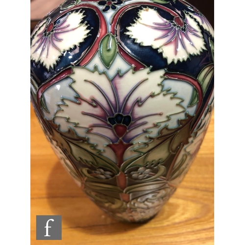 170 - Rachel Bishop - Moorcroft Pottery - A 2008 Trial vase of swollen form with a squat collar neck decor... 