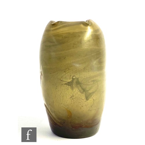 34 - Emile Galle - A Marqueterie-sur-verre Intercalaire vase circa 1900, the vase of tapered compressed o... 