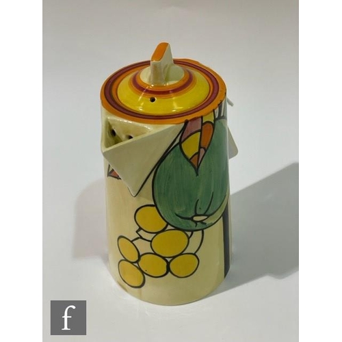 418 - Clarice Cliff - Apples - A conical shaped coffee set circa 1931, comprising coffee pot, cream, sugar... 