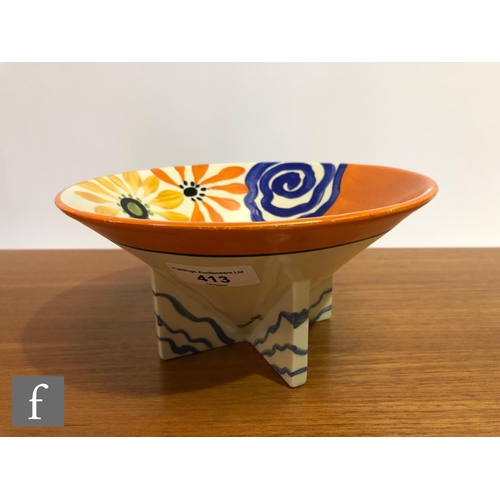 413 - Clarice Cliff - Latona Flower Heads - A conical shape bowl circa 1930, hand painted with stylised fl... 