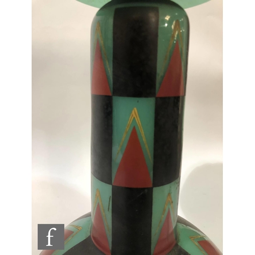 681 - Unknown - A 1930s continental Art Deco glass table lamp, in the manner of the Amsterdam school, the ... 