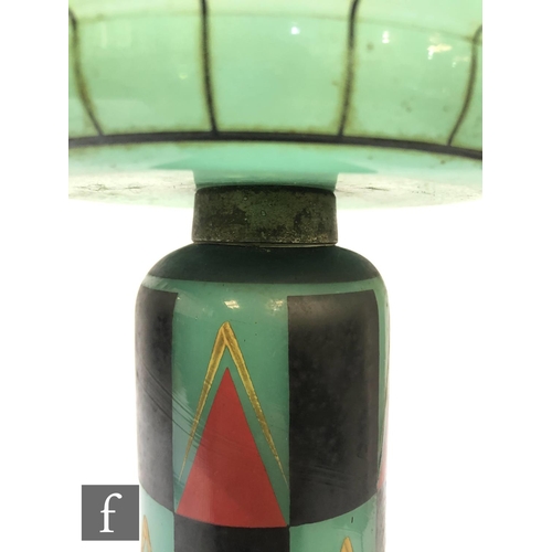 681 - Unknown - A 1930s continental Art Deco glass table lamp, in the manner of the Amsterdam school, the ... 