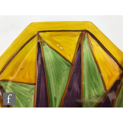 349 - Clarice Cliff - Original Bizarre - A shape 334 sandwich tray circa 1928, radially hand painted with ... 