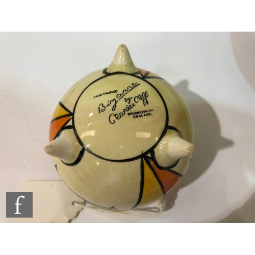 352 - Clarice Cliff - New Flag - A small cauldron circa 1929, hand painted with a stylised flag design in ... 