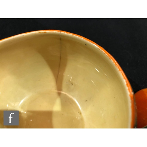 460 - Clarice Cliff - Sliced Fruit - An orange shape preserve pot and cover circa 1931, hand painted with ... 