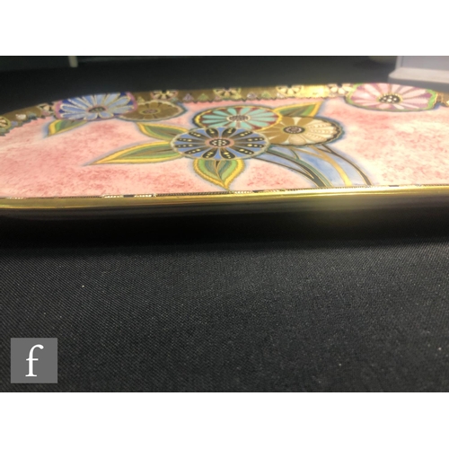 575 - Carlton Ware - A 1930s Art Deco dressing table tray decorated in the Wagon Wheels pattern against a ... 