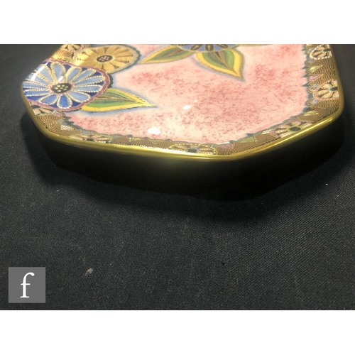 575 - Carlton Ware - A 1930s Art Deco dressing table tray decorated in the Wagon Wheels pattern against a ... 