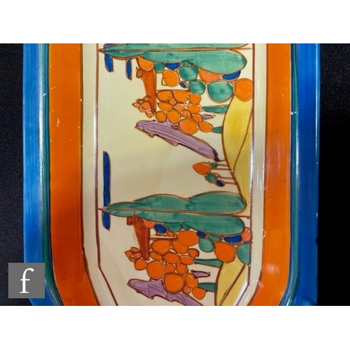 234 - Clarice Cliff - Seven Colour Trees & House - A complete sandwich set circa 1930, comprising a sh... 