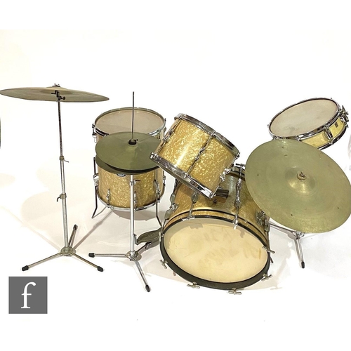 157 - A John Grey Autocrat three piece drum kit, comprising tom tom, floor tom, bass drum and pedal, all i... 