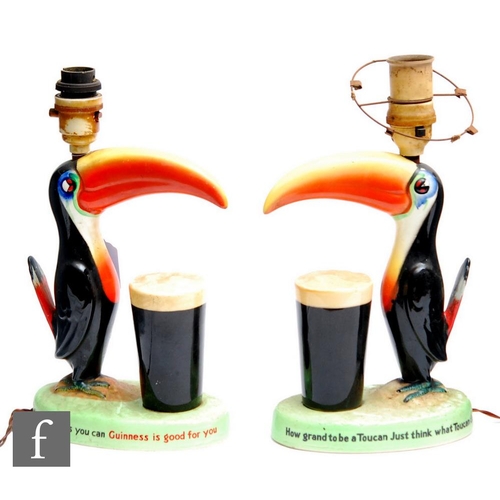 167 - A pair of Carltonware Guinness Advertising Lamps bases, 'How Grand to be a Toucan just think what To... 