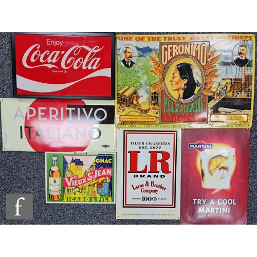 172 - A collection of beverage and smoking advertising signs, to include a vintage 1980s/90s Coca-Cola rev... 