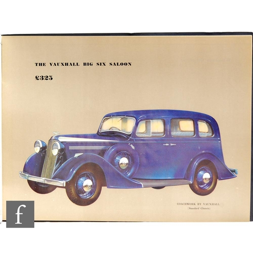 182 - An advertising brochure for the The Vauxhall Big Six for 1936, twenty-four pages with text, colour a... 