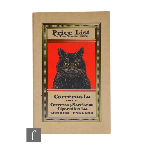 186 - An early 20th Century Carreras Ltd (and also Carreras & Marcianus Cigarettes Ltd) 'Price List To... 