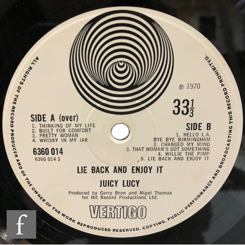 109 - Juicy Lucy - Two LPs, to include Lie Back and Enjoy it 6360 014, large swirl label and gatefold post... 