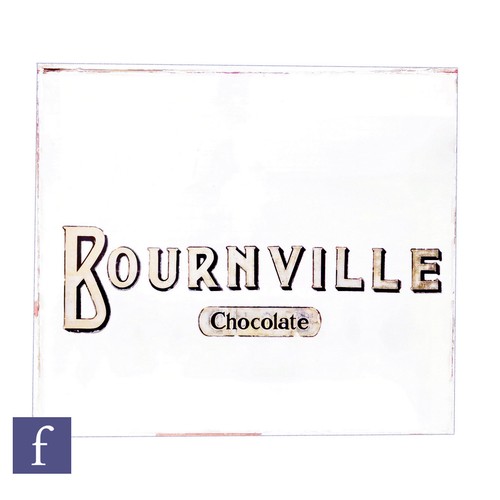 176 - An early 20th Century Cadburys advertising shop window panel with Bournville Chocolate in gilt and b... 