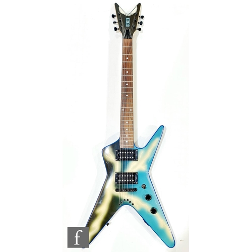 151 - A Dean Dimebag Darrell Lightning Bolt Baby ML guitar, with blue lightening bolt finish, the 3/4 size... 