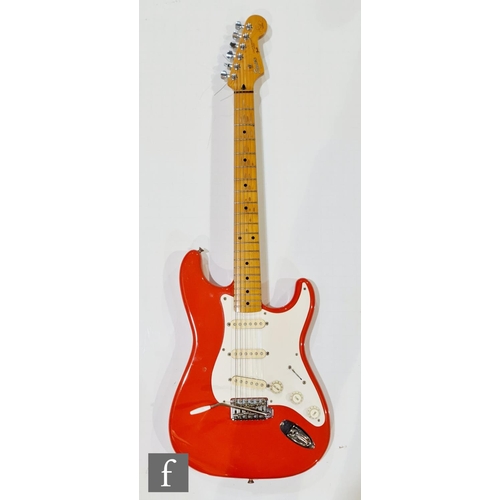 154 - A 1991/92 Squier by Fender Classic Vibe '50s Stratocaster electric guitar, made in Japan, Fiesta Red... 