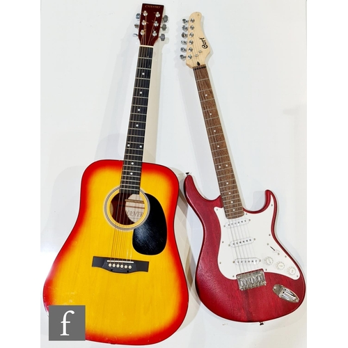 155 - A Cort G100 G-Series electric guitar, with open-pore Cherry Red finish, serial number G150608098, le... 