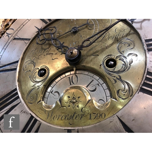 1154 - Amended description - An 18th Century eight day clock movement with twelve inch brass dial, with sub... 