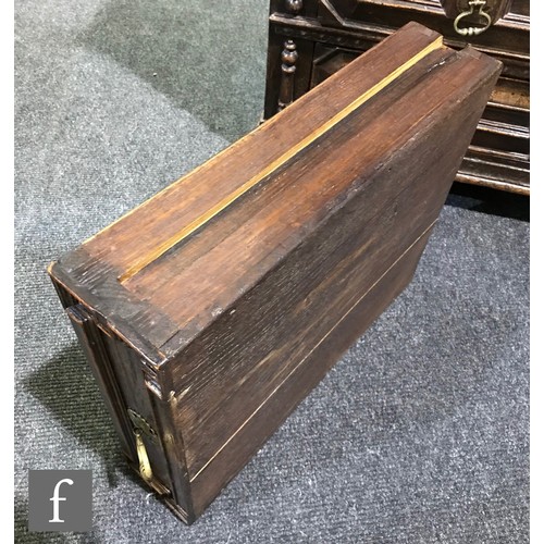 1139 - An 17th Century style oak geometric moulded oak chest of two short and three long drawers, applied m... 