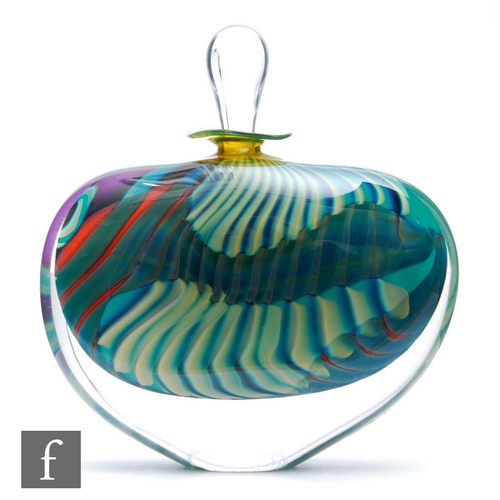 1052 - Peter Layton - London Glassblowing - A contemporary studio glass Paradiso scent bottle of compressed... 