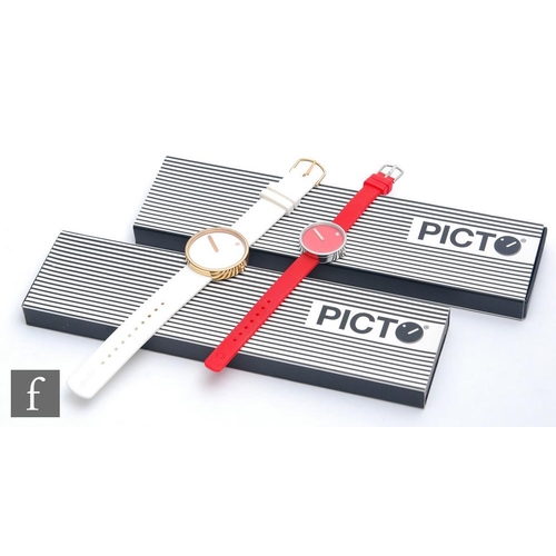 1053 - Picto - Two contemporary Danish watches, a 40mm watch with white face, rose gold coloured case and w... 