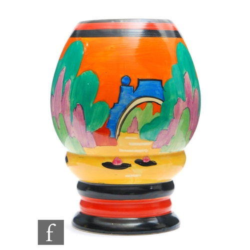 111 - Clarice Cliff - Applique Orange Avignon - A shape 362 vase circa 1930, hand painted with a stylised ... 