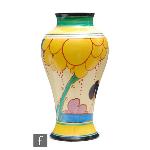 112 - Clarice Cliff - Summerhouse - A shape 14 Mei Ping vase circa 1932, hand painted with a stylised summ... 