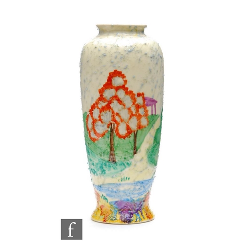 127 - Clarice Cliff - Patina Country (Variant) - A shape 186 vase circa 1932, hand painted with a stylised... 