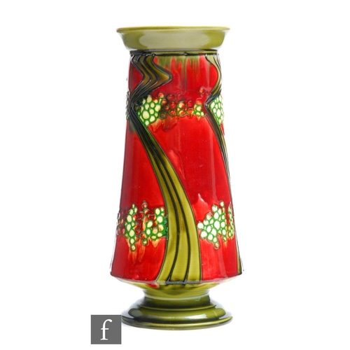 13 - Minton Secessionist - An early 20th Century 'No.1' vase of footed flared form decorated with tubelin... 