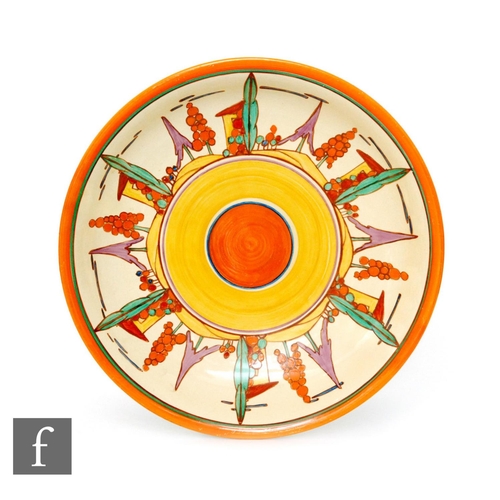 151 - Clarice Cliff - Trees & House (Pastel/Seven Colour) - A large dish form charger circa 1930, radi... 